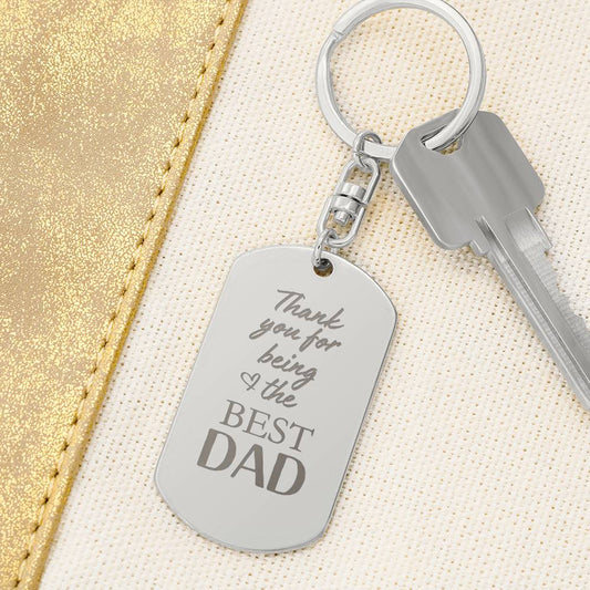 Customizable "Best Dad" Engraved Dog Tag Keychain